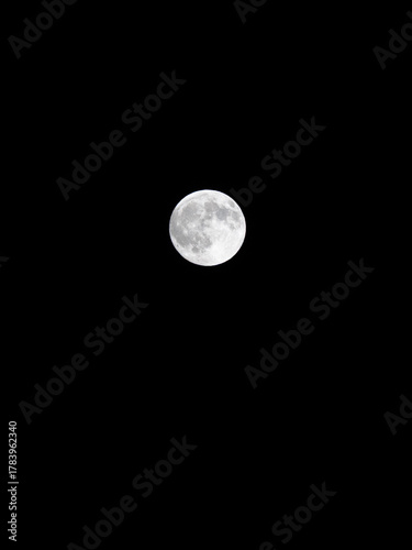 The full moon on a black background. 