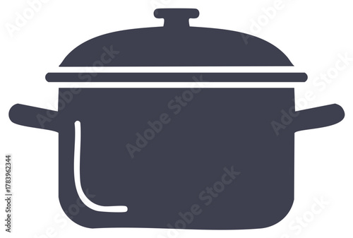 Isolated Dark Cooking Pot with Lid for Stews Soups and Meal Preparation in the Kitchen