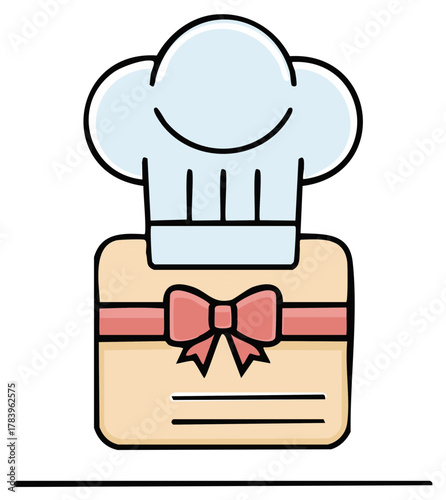 Chef's Hat Gift Card with Decorative Ribbon Bow for Culinary Arts Appreciation or Cooking Class Enrollment