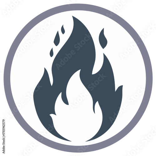 Abstract Fire Flames in Round Frame Isolated Design Graphic Element