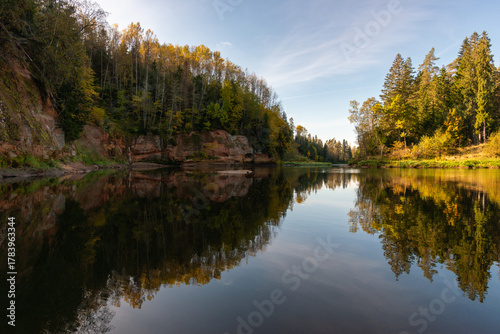 Lavia. Ligatne. Springa rock in autumn.