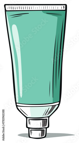 Illustrated blank mint green tube for cosmetic cream or lotion packaging