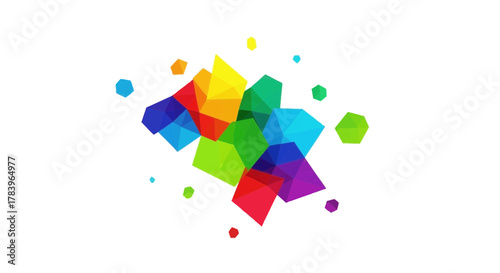 Vibrant geometric shapes creating a dynamic modern design, perfect for abstract backgrounds, creative projects, or eye-catching presentations with colorful flair