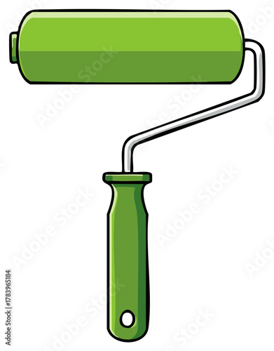 Vibrant Green Paint Roller Tool for Painting Walls Home Improvement Graphic