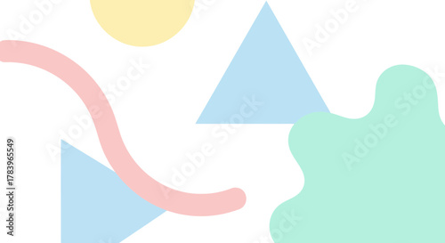 Playful pastel shapes create a modern and cheerful design element, ideal for adding a lighthearted touch to any project, from website backgrounds to social media posts