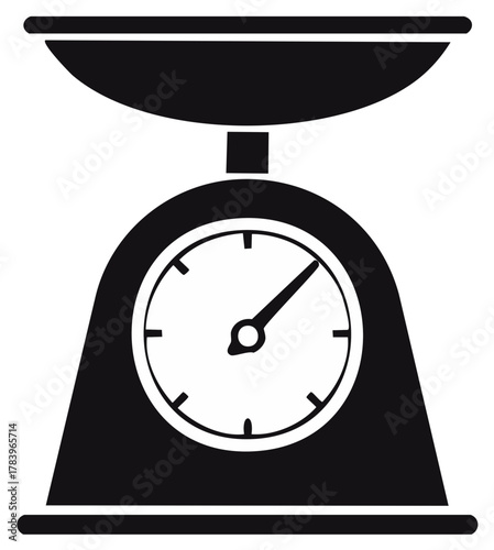 Black Kitchen Scale with Clock Face: Food Preparation, Weighing Ingredients