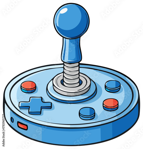 Vintage-Style Blue Video Game Controller with Joystick and Buttons for Entertainment