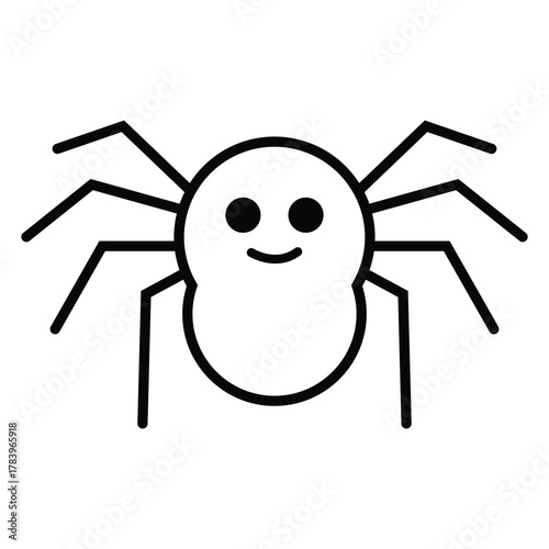 Spider illustration on white background simple design element creepy insect arachnid halloween theme spooky fear phobia scary danger