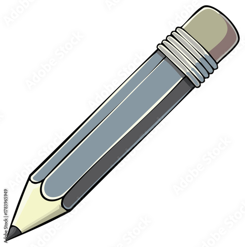 Classic sharpened graphite pencil with eraser school supplies illustration