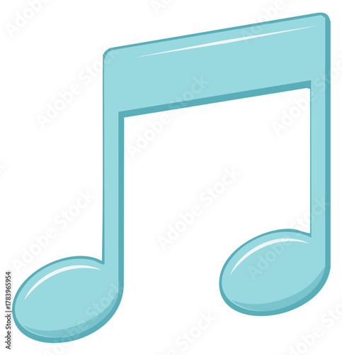 Aqua blue eighth note musical symbol with rounded edges and a clean modern design.