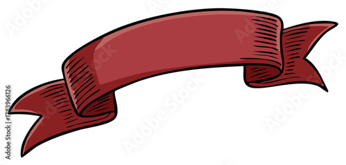 Elegant Red Ribbon Banner Illustration Decorative Design Element Graphic