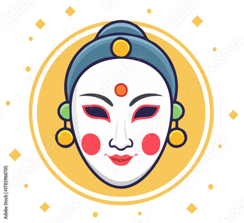 Vector illustration of a traditional Korean mask with stylized features.