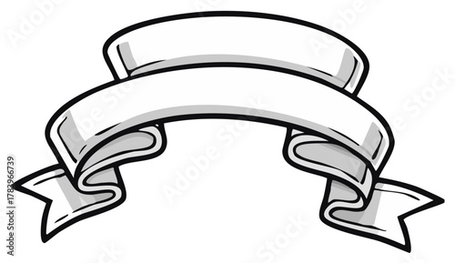 Black and white banner ribbon illustration with empty space for text or message