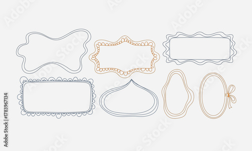 Diverse collection of hand-drawn doodle frames and decorative borders in various shapes, offering elegant and playful embellishments for creative graphic design projects