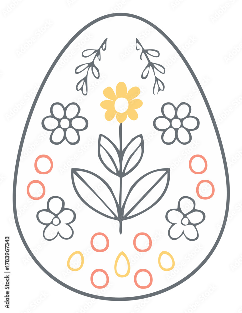 Fototapeta premium Stylized Easter Egg with Floral and Botanical Decorations