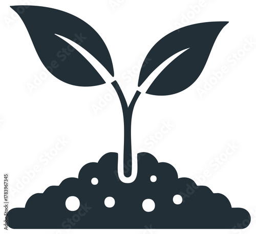 New plant sprouting from the soil seedling icon for agriculture and environment themes