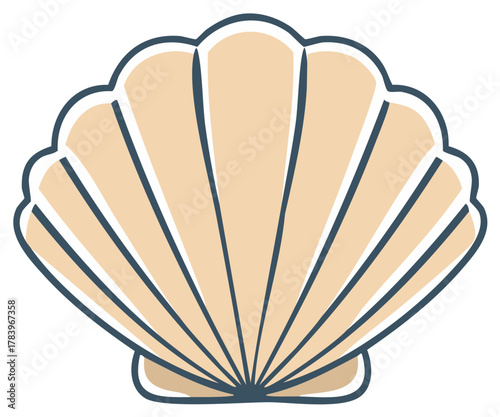 Elegant Scallop Seashell Vector Icon Simple Nautical Illustration