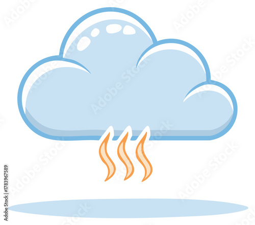Cartoon cloud with smoke, representing weather forecast and related themes, simple vector graphics