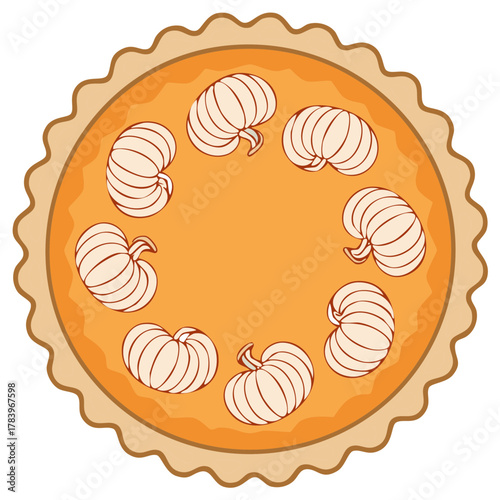 Pumpkin pie illustration festive food Thanksgiving holiday season dessert