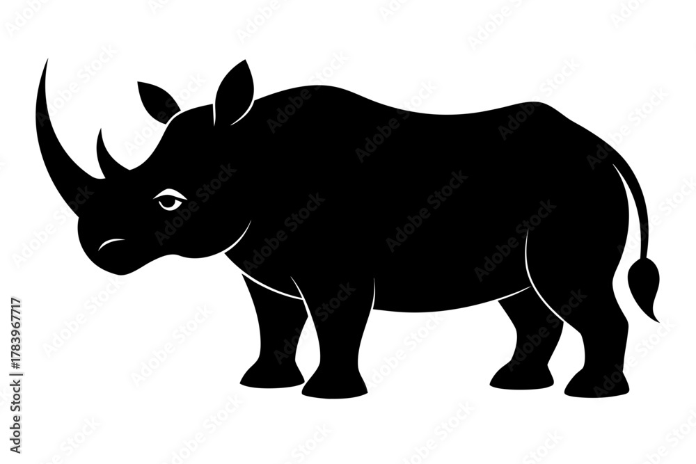 Fototapeta premium Rhino black icon, rhino silhouette art 
