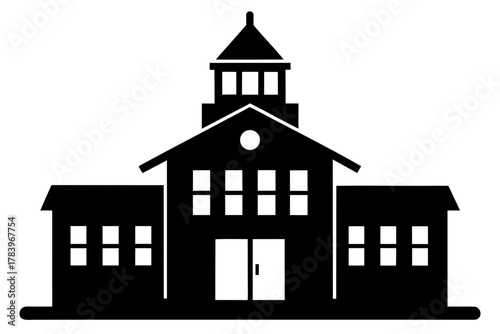 School building icon, university silhouette art 