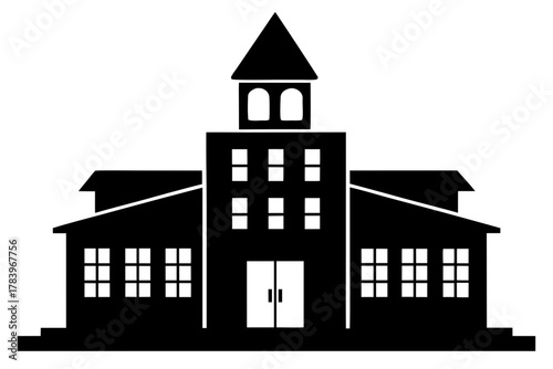 School building icon, university silhouette art 