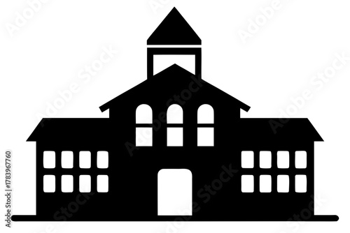 School building icon, university silhouette art 
