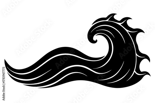 sea wave silhouette vector, Nature ocean graphic black symbol
