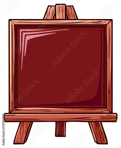 Rustic wooden easel with a blank board illustration for art or messages