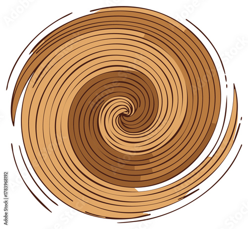 Abstract spiral design with wood tone colors