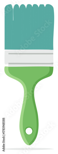 Green Handle Paintbrush with Blue Bristles for Painting and Home Improvement
