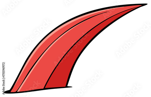 Dynamic red racing fin or spoiler cartoon vector graphic for speed