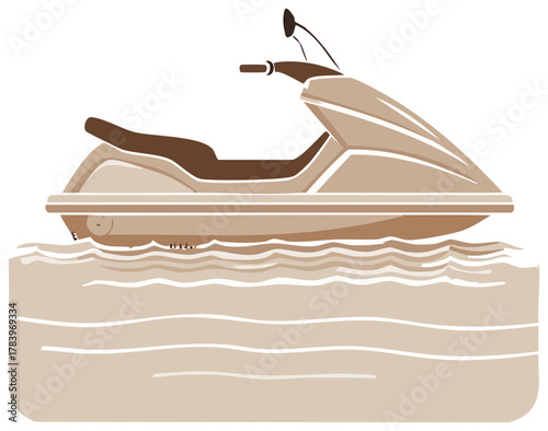 Jet Ski on Water Surface Illustration for Recreation and Leisure Activities