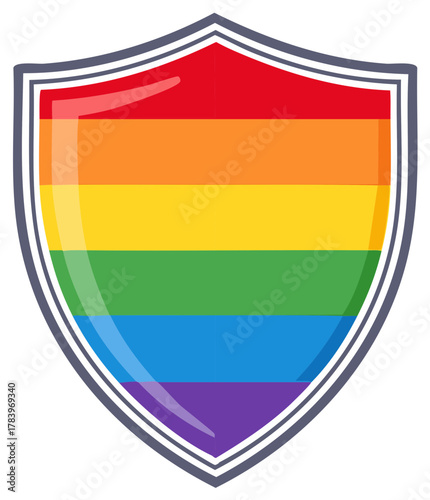 Free Download Vibrant rainbow flag shield icon representing LGBTQ+ pride, diversity, equality, and support - GFXLoad