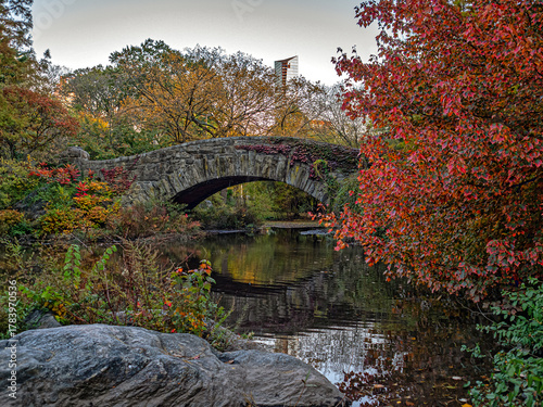 Gapstow Bridge in Central Park, Autumn
