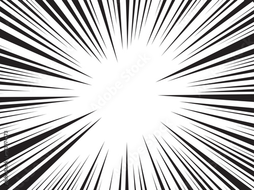 Manga comic explosion, motion or movement effect, vector background. Manga anime cartoon radial speed lines and abstract pattern for comic book burst, flash ray or explode bang action