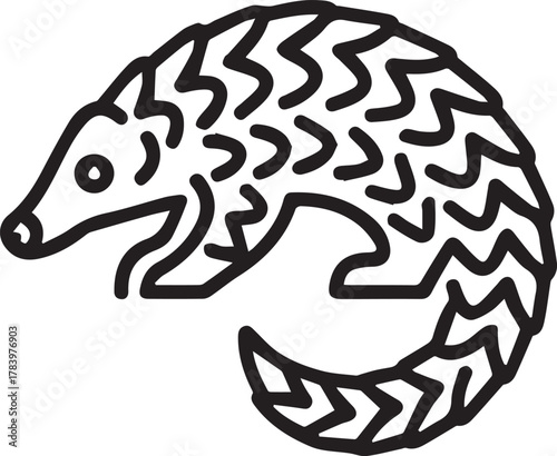 Stylized pangolin illustration for conservation projects, wildlife awareness campaigns, or educational materials; promote biodiversity with this design