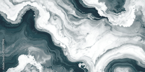 Fluid Oceanic Veins and Whispering Ice Swirls Converging into a Serene Abstract Landscape Turbulent Waters, or a Moody Cloudscape.