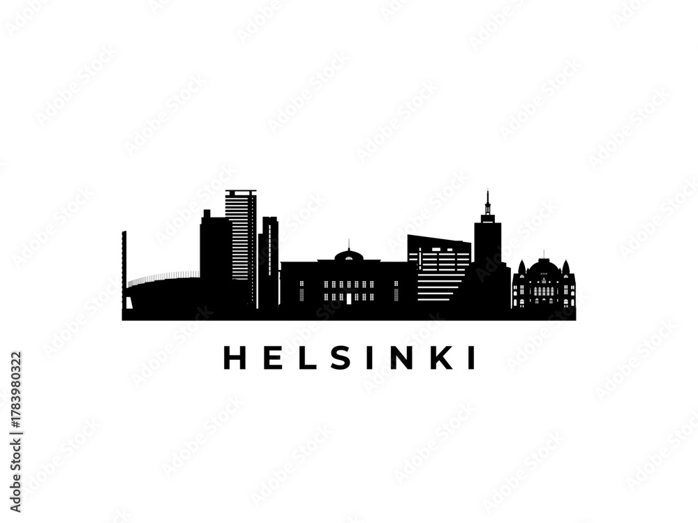 Obraz premium Vector Helsinki skyline. Travel Helsinki famous landmarks. Business and tourism concept for presentation, banner, web site.