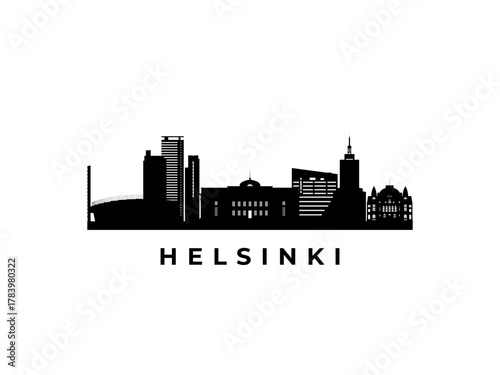 Vector Helsinki skyline. Travel Helsinki famous landmarks. Business and tourism concept for presentation, banner, web site.