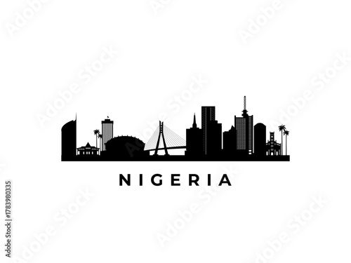 Vector Nigeria skyline. Travel Nigeria famous landmarks. Business and tourism concept for presentation, banner, web site.