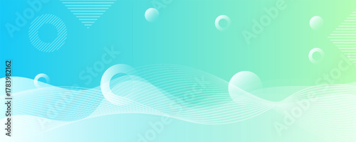 Modern banner background. full color, bright blue green gradation, wave eps 10