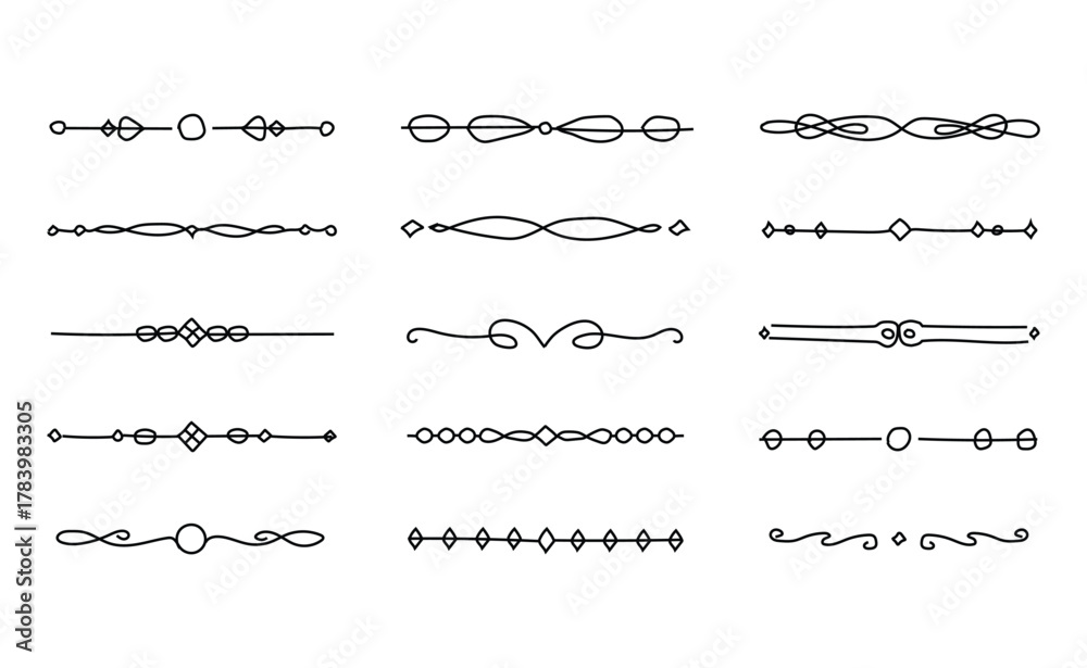 Obraz premium Elegant hand drawn decorative line dividers and ornaments collection