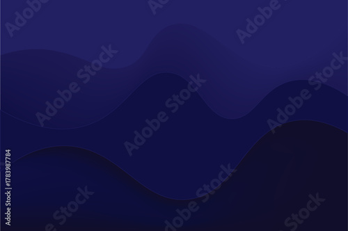 Abstract dark blue background with smooth, flowing shapes creating a calming and mysterious atmosphere, reminiscent of deep ocean waters or a twilight sky