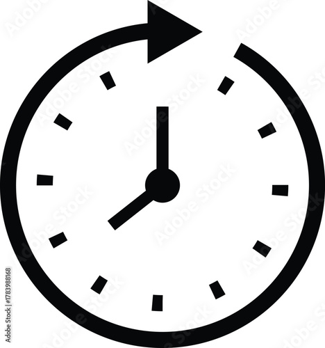 Clock icon with arrow showing time passing