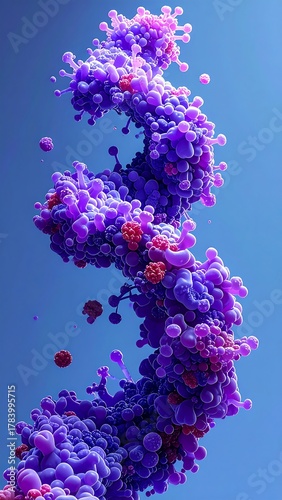 Abstract 3D-rendered spiral, a vibrant purple against a clear blue sky