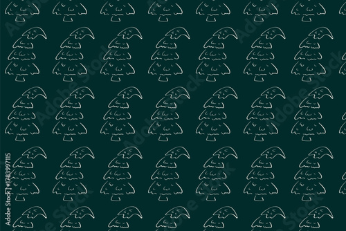 Seamless doodle pine tree pattern for wrapping paper, textile prints, and winter branding projects