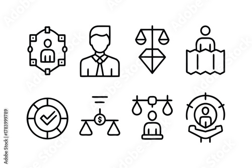 Collection of Business and Legal Concept Line Icons vector illustration