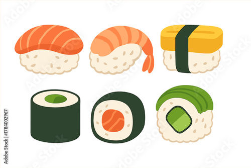 Popular assortment of sushi types including nigiri and maki rolls