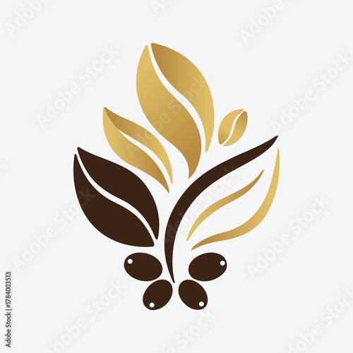 Black and white coffee beans with black and yellow leaves illustration vector art design